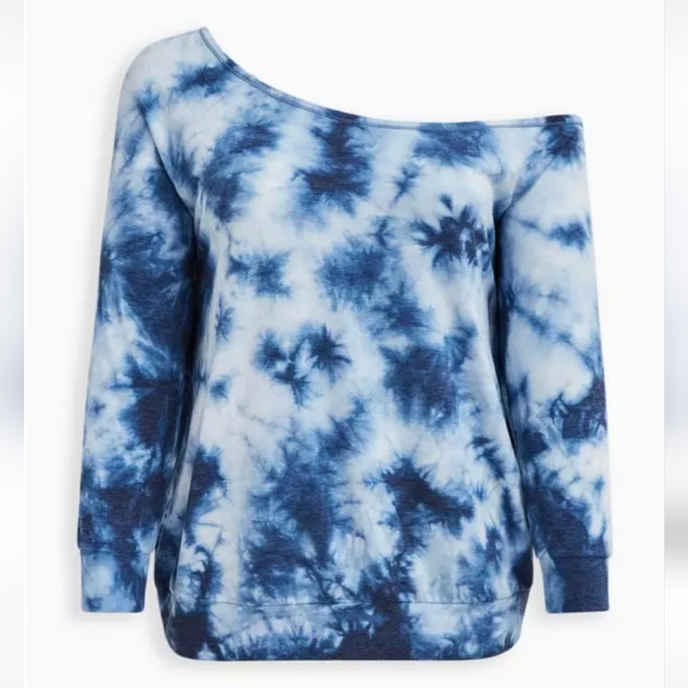 Torrid 6x Blue Tie-Dye Terry Off Shoulder Sweatshirt - Picture 5 of 10